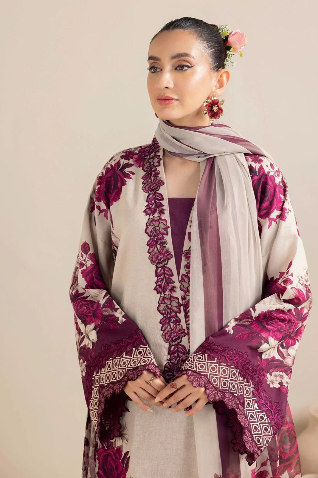 Elegant Embroidered 3-Piece Lawn Suit