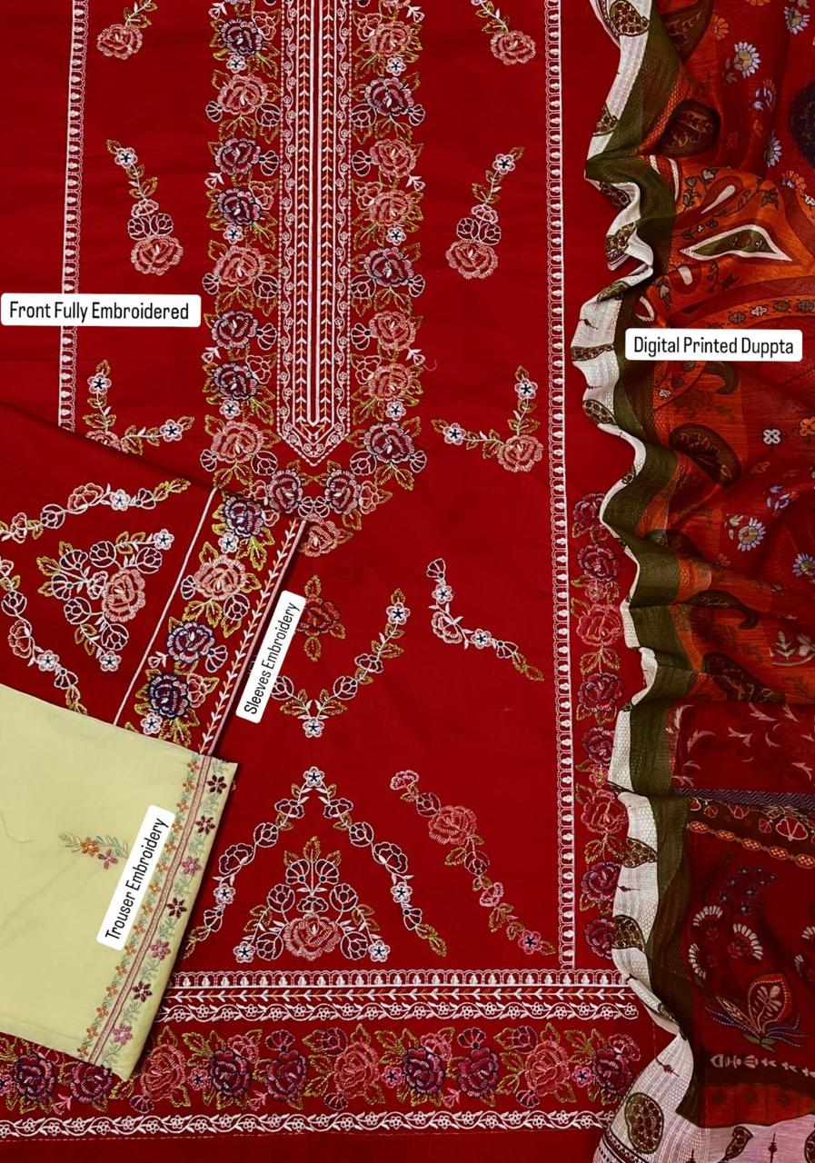 ZAHRA SHAHJAHAN - 3PC EMBROIDERED LAWN SHIRT AND PRINTED DUPPATA WITH EMBROIDERED TROUSER