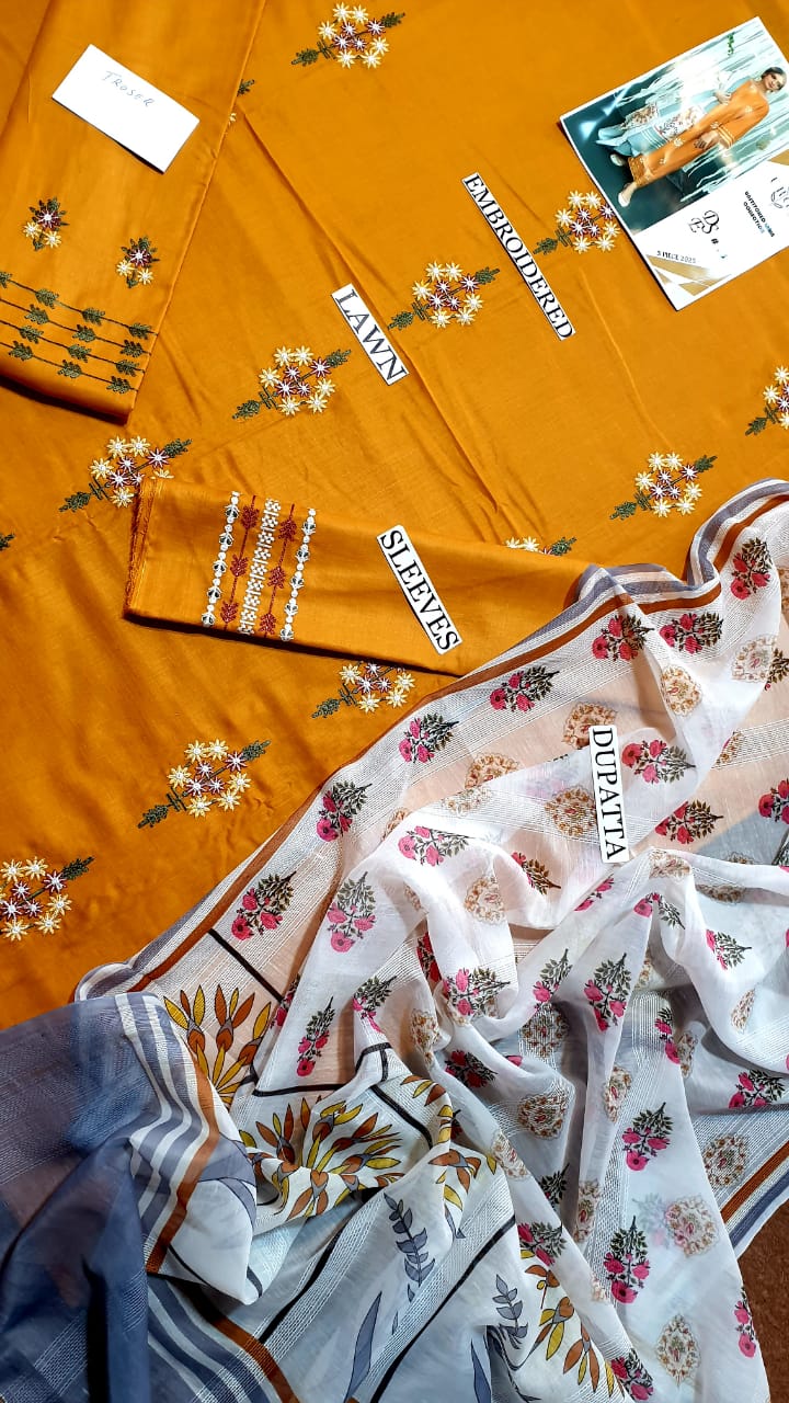 AISLING - 3PC EMBROIDERED LAWN SUIT PRINTED DUPPATA