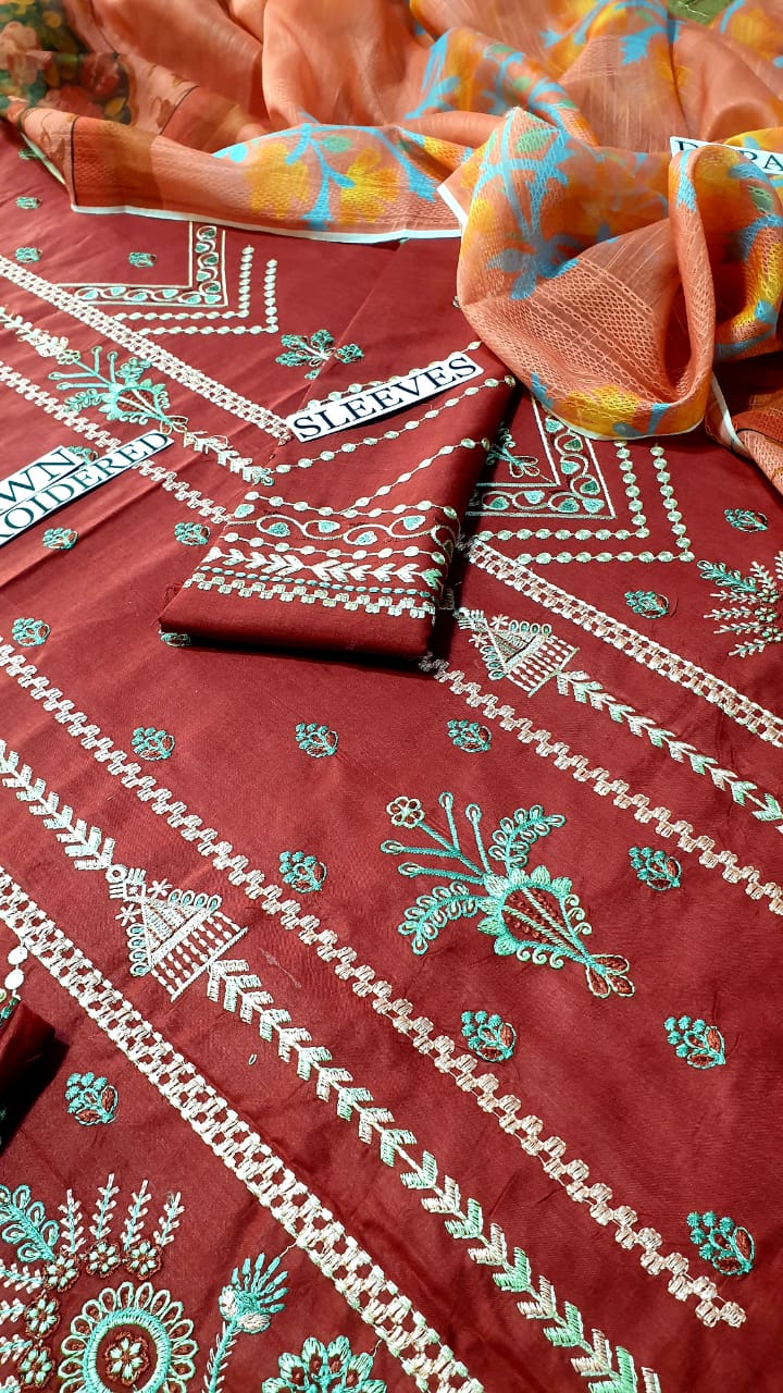 Zara Shahjahan - 3PC EMBROIDERED LAWN SUIT PRINTED DUPPATA