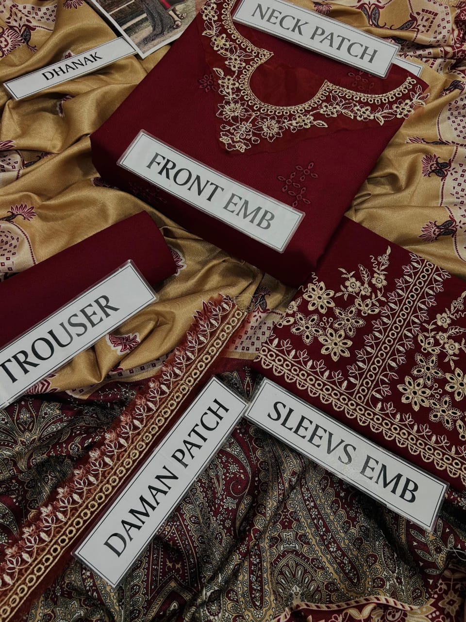 LUXURY DHANAK EMBROIDERED 3PC WITH PRINTED SHAWL – Vol’25