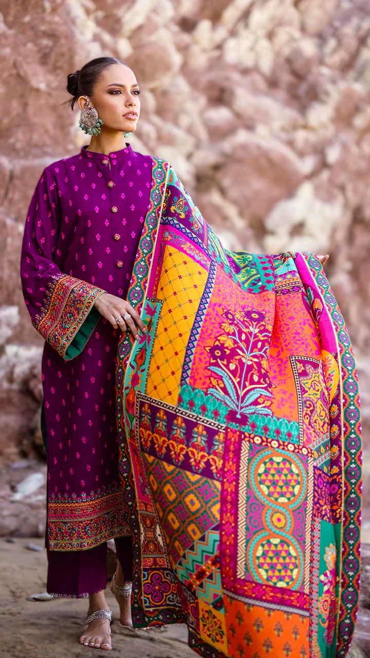 Zainab Chottani 3PC Dhanak Embroidered Shirt With Printed Dupatta-681
