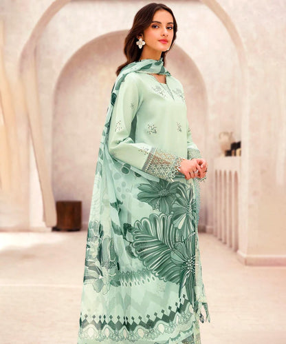 Dhanak Embroidered 3PC Suit with Digital Printed Wool Shawl-3279