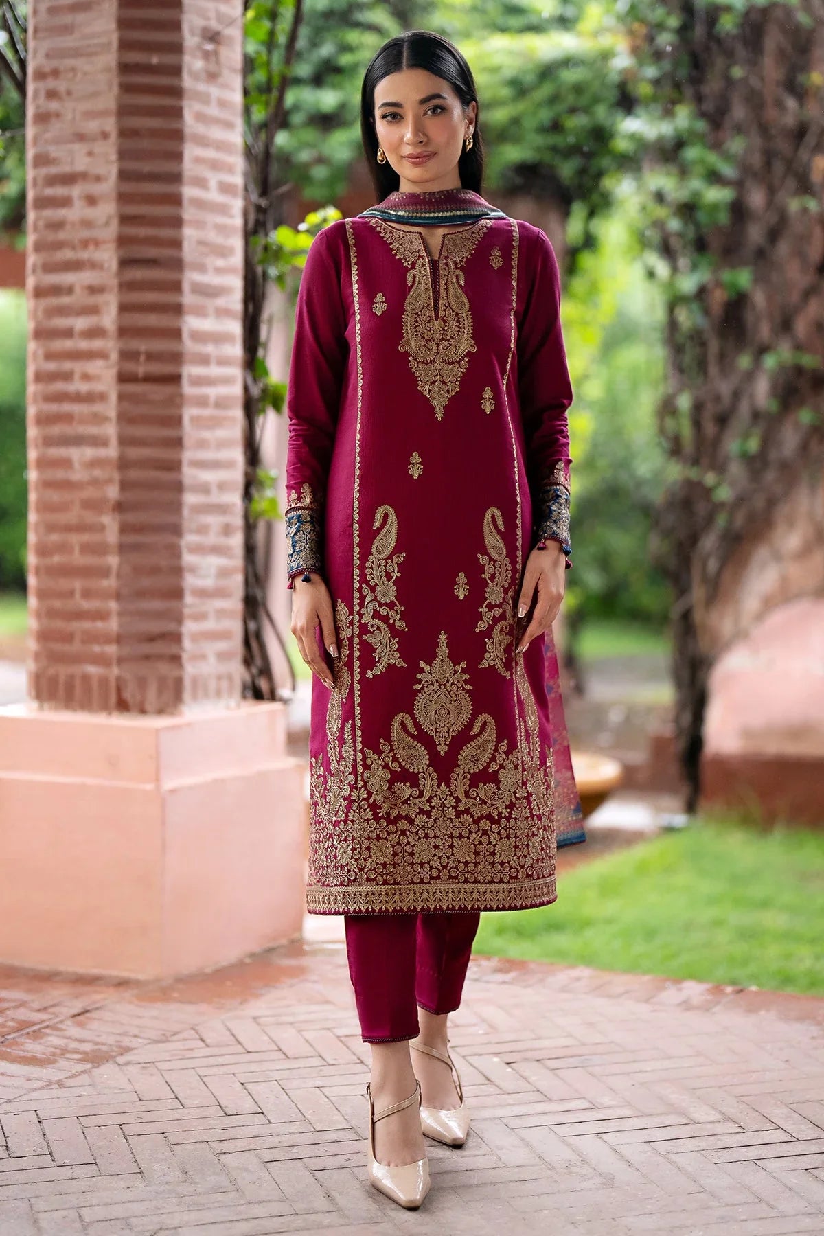JAZMIN - 3PC EMBROIDERED LAWN SHIRT AND LAWN DUPPATA WITH TROUSER
