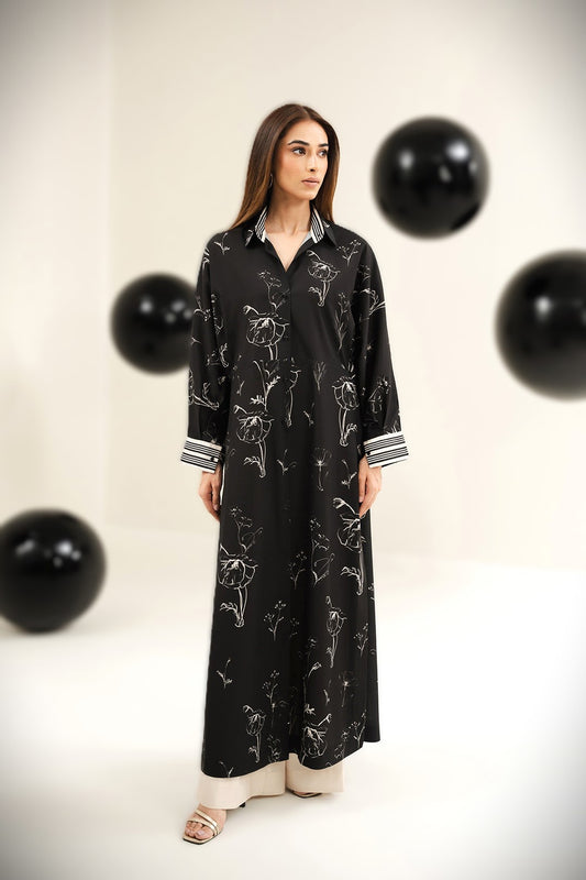 Luxe Noir Digital Printed Silk 2-Piece Suit – Unstitched-862