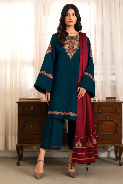 JAZMIN DHANAK EMBROIDERED 3PC WITH EMBROIDERED SHAWL-625