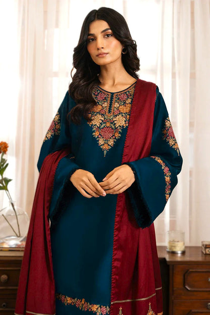 JAZMIN DHANAK EMBROIDERED 3PC WITH EMBROIDERED SHAWL-625