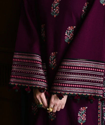 Dhanak 3PC Embroidered Suit with Dhanak Embroidered Dupatta-3563