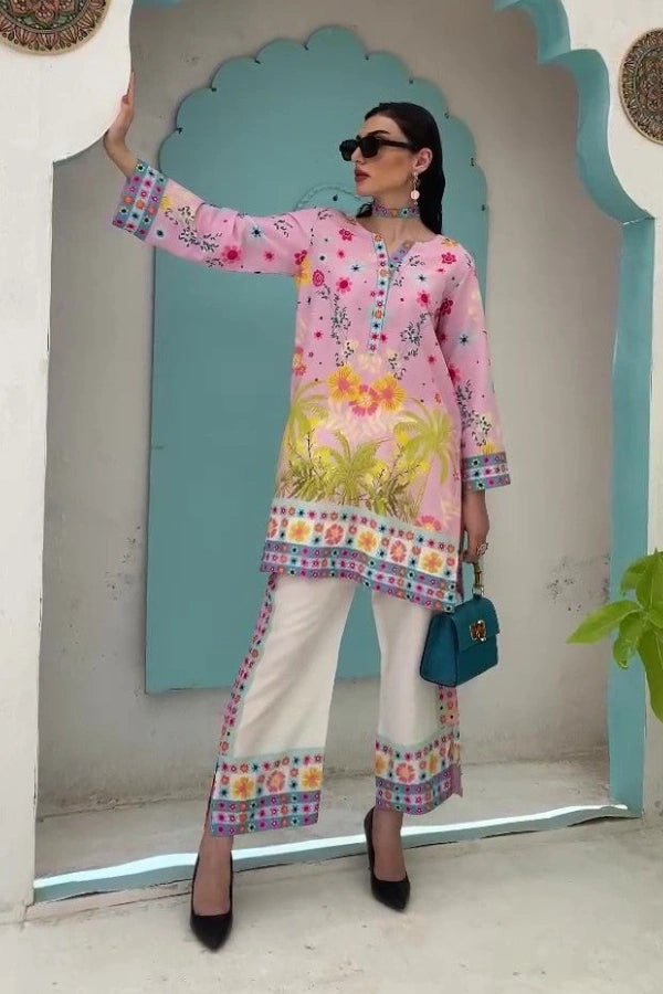 Silk 2 Piece – Rosy Vibe Co-ord Set By elevenstuff