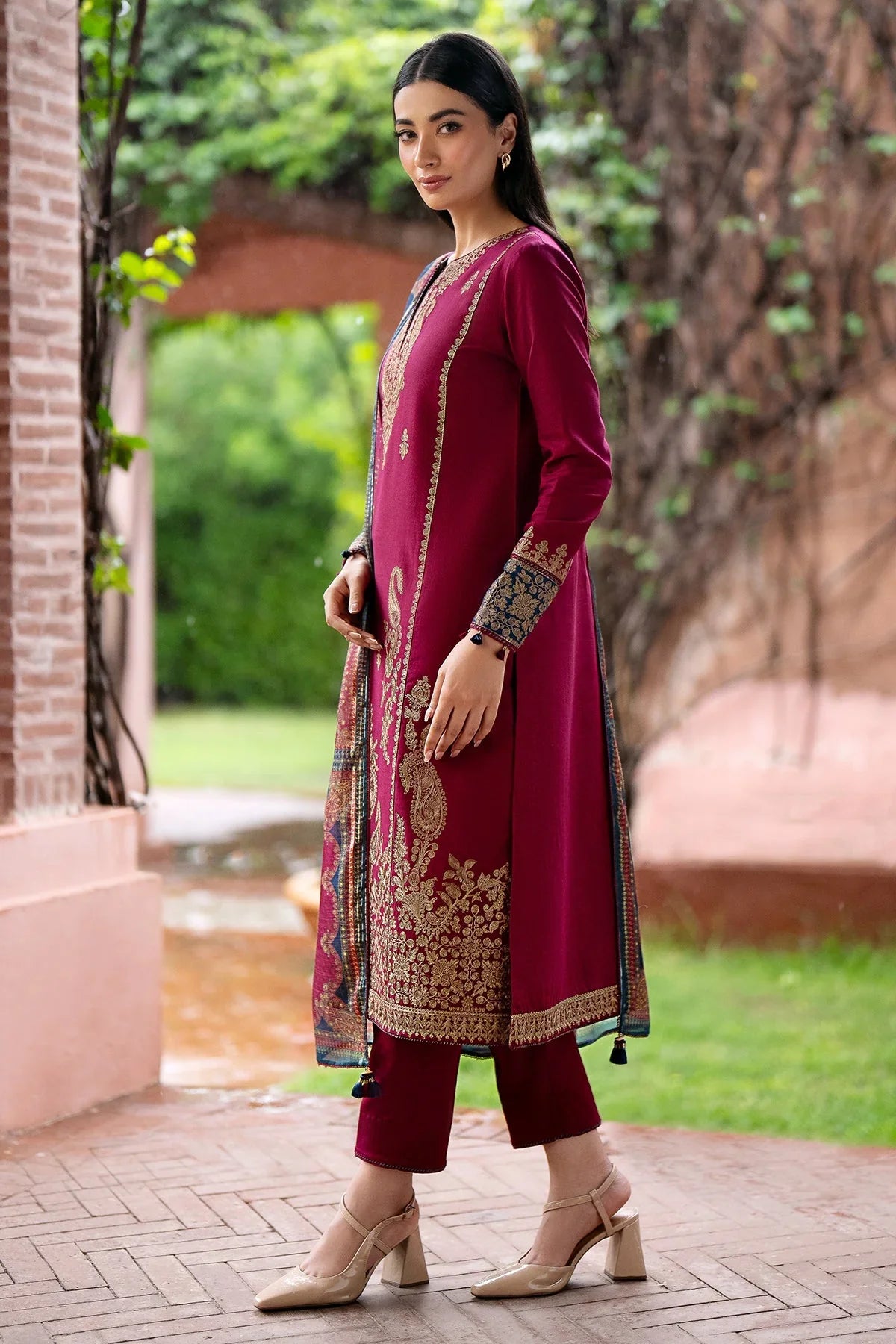 JAZMIN - 3PC EMBROIDERED LAWN SHIRT AND LAWN DUPPATA WITH TROUSER