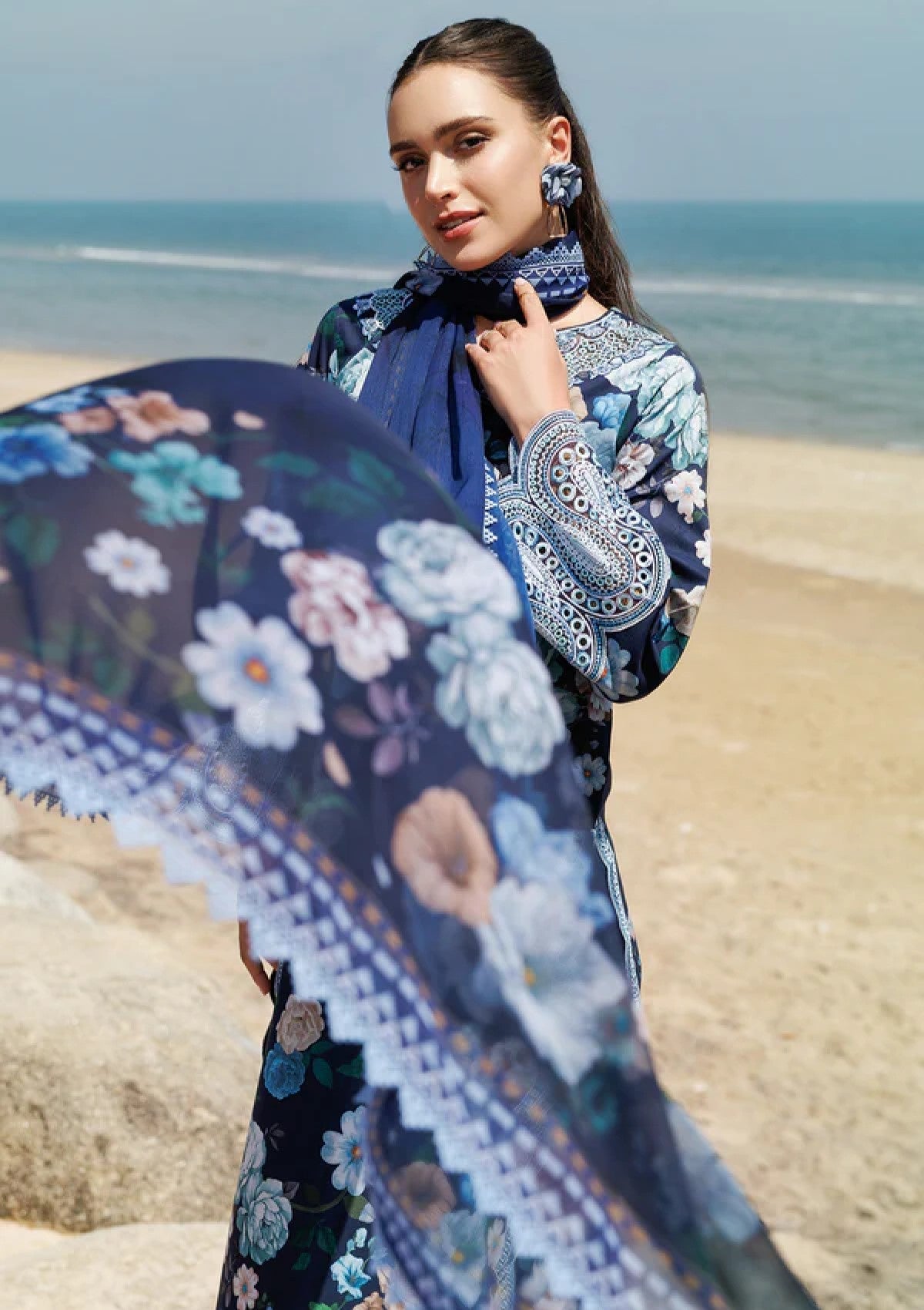 Maria.B - 3PC Lawn Shirt And Printed Dupatta With Patches - Unstitched