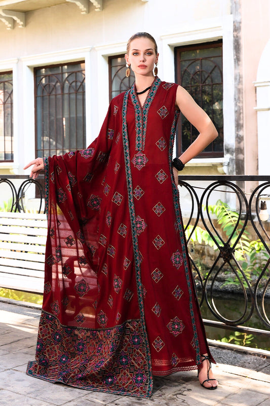 Bareeze Dhanak 3PC Embroidered With Full Embroidered Shawl-129