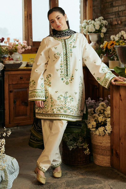 Zara Shahjahan - 3PC EMBROIDERED LAWN SHIRT AND LAWN DUPPATA WITH TROUSER