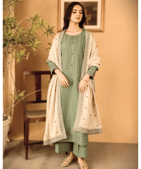 BATIK 3PC Dhanak Embroidered With Dhanak Embroidered Dupatta-1318