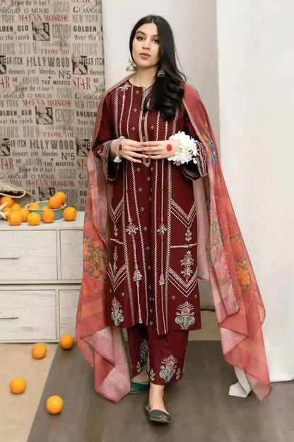 Zara Shahjahan - 3PC EMBROIDERED LAWN SUIT PRINTED DUPPATA
