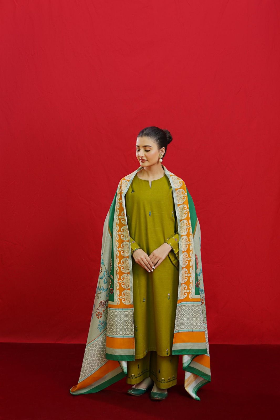 Lawn Yellow & Green dress