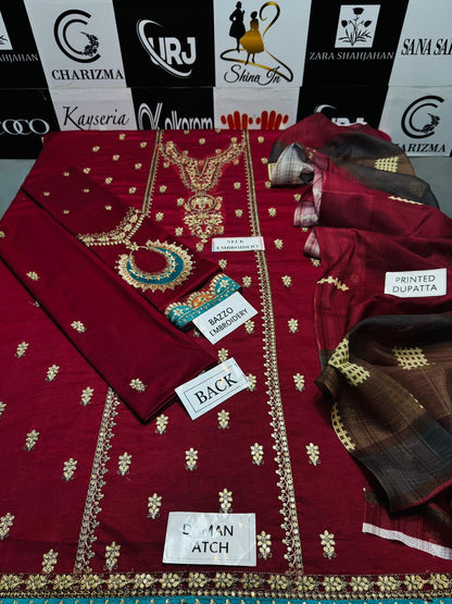 NAYYAB - 3PC Lawn Embroidered Shirt With Printed Dupatta