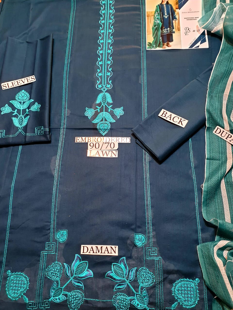 ZARA SHAHJAHAN - 3PC EMBROIDERED LAWN SUIT PRINTED DUPPATA