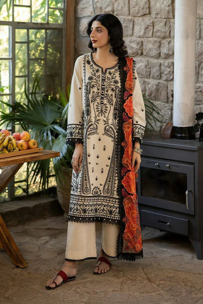 Asimjofa - 3Pc embroidered Lawn Shirt & Printed Dupatta