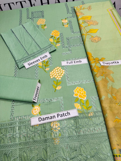 Maria.B. - 3PC EMBROIDERED LAWN SHIRT AND PRINTED DUPPATA WITH TROUSER