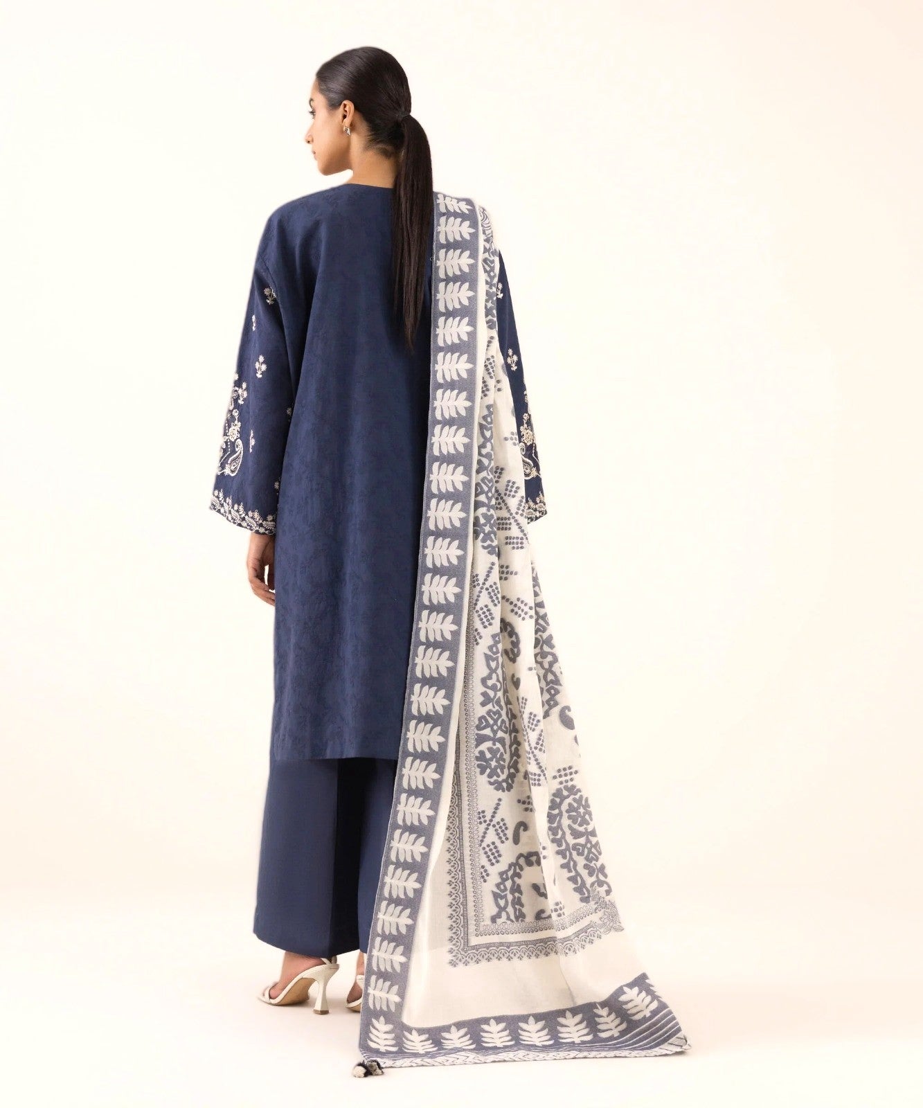 DHANAK EMBROIDERED 3PC WITH DIGITAL PRINTED WOOL SHAWL-3511