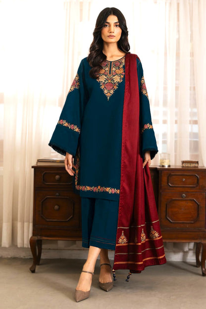 JAZMIN DHANAK EMBROIDERED 3PC WITH EMBROIDERED SHAWL-625
