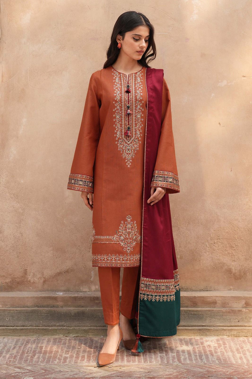 JAZMIN - 3PC Lawn Embroidered Shirt With Printed Dupatta and Trouser