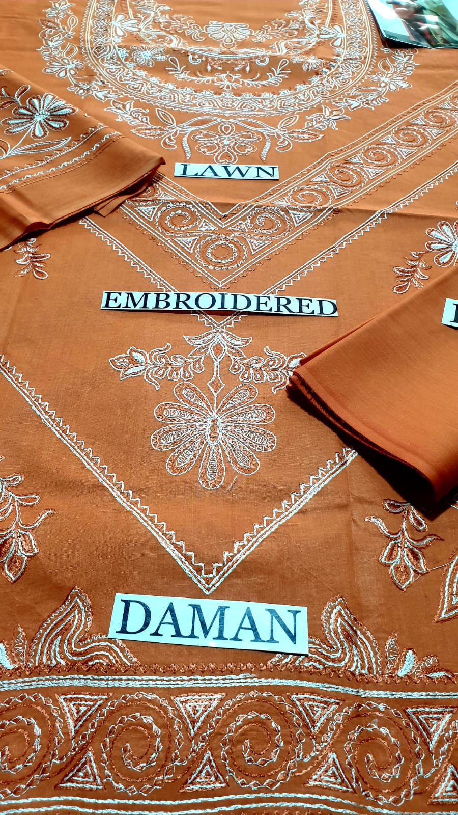 3pcs Lawn Embroidered