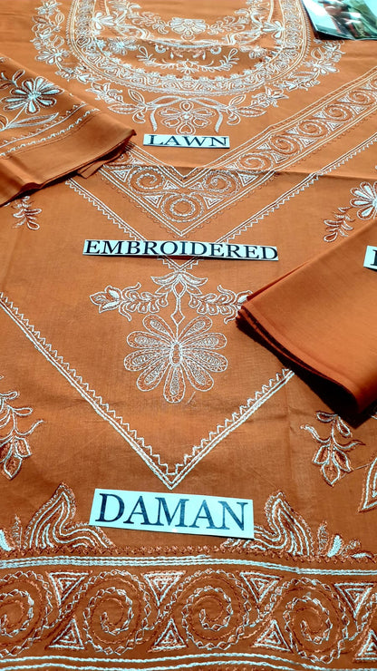 3pcs Lawn Embroidered