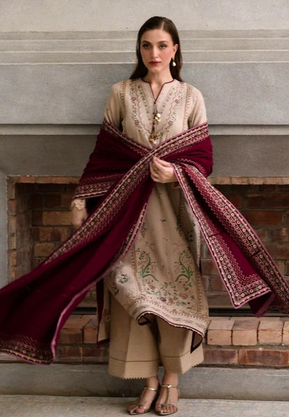 IZEL DHANAK EMBROIDERED 3PC WITH EMBROIDERED DUPATTA-1091