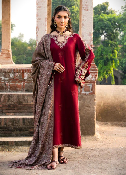 LUXURY DHANAK EMBROIDERED 3PC WITH PRINTED SHAWL – Vol’25