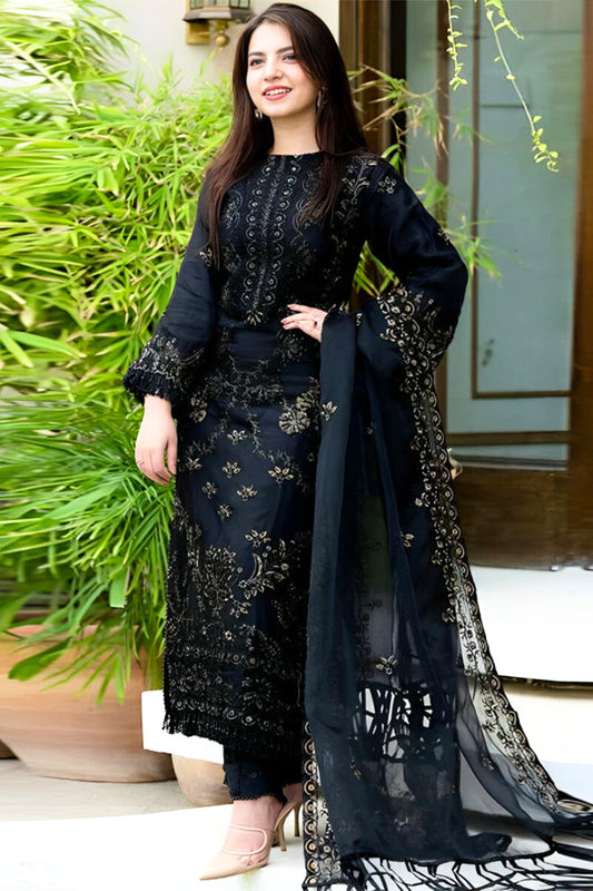 Black Linen 3PC Embroidered-842