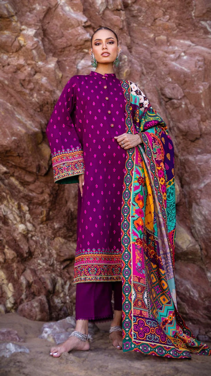 Zainab Chottani 3PC Dhanak Embroidered Shirt With Printed Dupatta-681