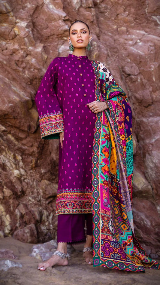 Zainab Chottani 3PC Dhanak Embroidered Shirt With Printed Dupatta-681