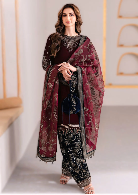 JAZMIN VELVET UNSTITCH 3PC LUXURY COLLECTION – 2457