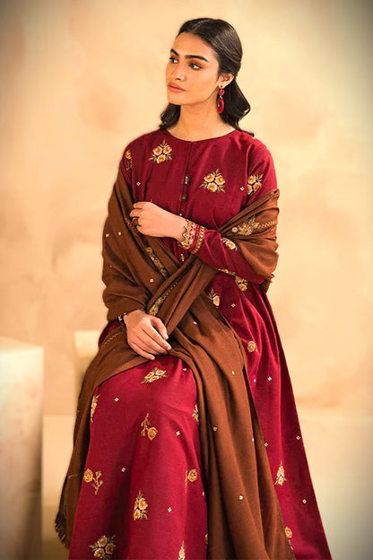 Baroque Dhanak 3PC Embroidered With Dhanak Embroidered Shawl-269