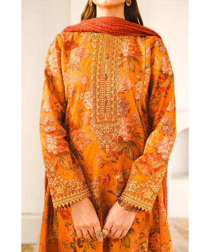 SHAHANAH KHADDAR Printed 3PC With Patch -908
