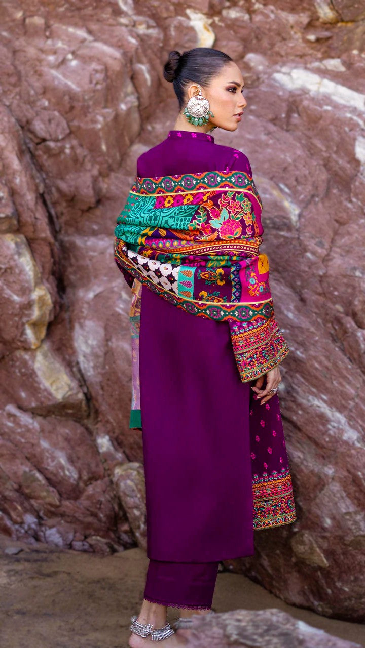 Zainab Chottani 3PC Dhanak Embroidered Shirt With Printed Dupatta-681