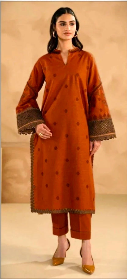 AISLING Dhanak 3PC Embroidered With Digital Printed Wool Shawl-526